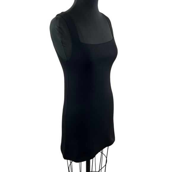 Free People Square Neck Tank Top Black Form Fitting Pullover Knit Back Cut-Out - Picture 1 of 6